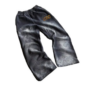 2025 nouveau Logo personnalisé pantalons de survêtement pour hommes Vintage lavage à l'acide soleil délavé 100% coton surdimensionné pantalon empilé Style décontracté Services OEM - Product Image 1