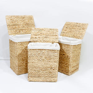 Large Willow Seagrass <b>Laundry</b> <b>Basket</b> Hamper with <b>Lid</b> Elegant Style for Organizing Your Space - Product Image 5