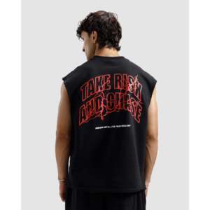 เสื้อกล้ามออกกำลังกายผู้ชาย ผ้าฝ้าย 100% สำหรับเพาะกาย ไซส์ XL รุ่น Take Risk Chase พร้อมฮู้ด ระบายอากาศได้ดี ลายเรียบ - Product Image 2