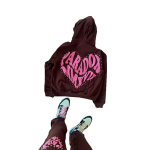 ผู้ผลิตเสื้อฮู้ดดี้ครอปพิมพ์ลายพองตัว ผ้าเฟรนช์เทอร์รี่เนื้อหนา ซิปหน้า ล้างสีแบบแอซิด ประดับคริสตัล สไตล์สตรีทแวร์สั่งทำ - Product Image 3