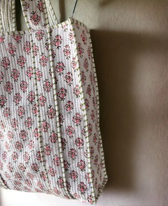 Bolso de hombro de algodón con estampado de bloques hecho a mano para mujer, bolso de compras ecológico acolchado indio, accesorios de vacaciones - Product Image 2