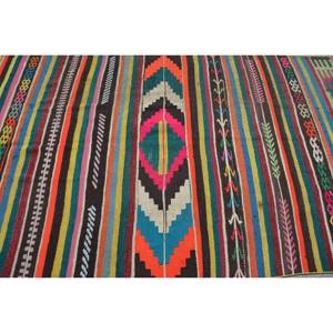 Tapis turc vintage de grande surface traditionnel marron 4.5x12.4 pieds motif patchwork laine sur support en latex pour couloir de chambre d'adolescent - Product Image 5