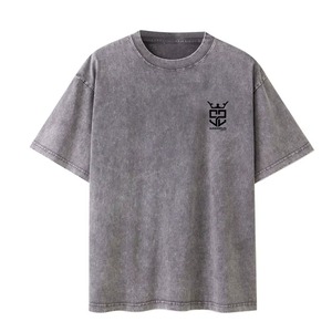 Camisetas de algodón 100% de la mejor calidad, estilo nuevo, corte holgado para hombre, con lavado ácido, logotipo personalizado impreso, ropa de verano, camiseta con lavado ácido para hombre - Product Image 1