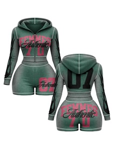 Polyester Spandex <b>Booty</b> Shorts Set Navy Blue Contrast Panels Sublimation Print Logo 100% Cotton T shirt and <b>booty</b> short - Product Image 6