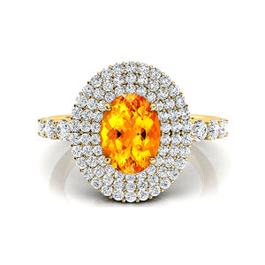 Solid Gold Natural Citrine Gemstone & Real Diamond Oval Cut Fine Jewelry <b>Rings</b> OEM Wholesale Valentine's <b>Day</b> Gift for <b>Mother</b> - Product Image 1