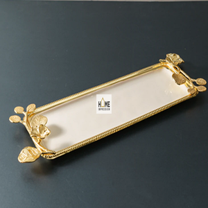 Bord de boule designer fantaisie grand plateau blanc et or décoration bols plateau fait à la main fantaisie Table de mariage plateaux de pièce maîtresse - Product Image 3