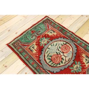 Tapis turc vintage, petit tapis de 2,8x4,1 pieds, tapis en laine rouge, vert, plantes et arbres - Product Image 4