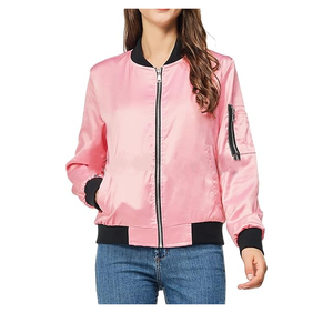 Chaqueta Universitaria de Punto de Poliéster Satinado 100% de Alta Calidad con Logotipo Personalizado al por Mayor, Impermeable y Transpirable para Mujer - Product Image 2