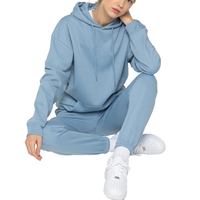 Ensemble de survêtement à capuche pour femme, manches longues, coupe décontractée, en coton mi-lourd, pour l'automne, avec poches latérales