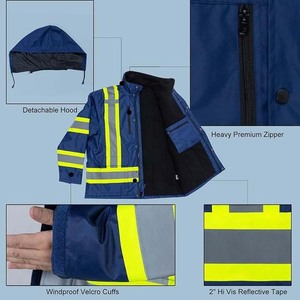 Winter Waterproof ANSI Class 1 LED Flash <b>Worker</b> Security Clothing Coat Men Hi Vis Custom Construction Workwear Reflective Safety - Product Image 4