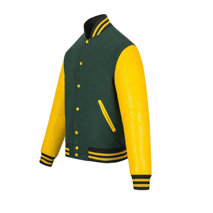 Chaqueta Universitaria Corporativa con Logotipo Personalizado Bordado, Cuerpo de Mezcla de Lana, Mangas de Cuero, Regalo para Empleados, Uniforme - Product Image 2