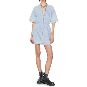 Minidress Caftan Taglia Grande con Dettagli in Denim Leggero - Product Image 1
