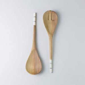 Outils à salade en bois de taille personnalisée les plus populaires Meilleur design Vaisselle Cuillère Fourchette Ensemble de couverts en bois Combinaison - Product Image 4