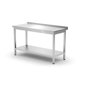 Table murale boulonnée HENDI Profi Line avec étagère 1400x600x(H)850 mm de profondeur pour rangement de cuisine - Product Image 1