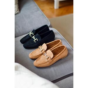 Ballerine da donna con fibbia in pelle scamosciata nera Bonnie