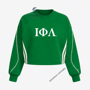 Sweat-shirt décontracté en coton pour femme Iota Phi Lambda Sorority, pull à col rond brodé en jersey tricoté - Product Image 2