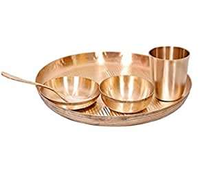 Haute exigence top vendeur pur cuivre bronze thali ensemble de plaque bol cuillère et verre pour la maison mariage décoratif style indien - Product Image 2