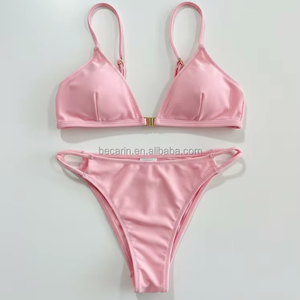 2025 Euro-Mỹ Kim Loại Clasp Nylon Vải Tie Dây Đeo Phong Cách Của Phụ Nữ Áo Tắm Phong Cách Rắn Mặc Bikini Tam Giác Nhà Máy - Product Image 3