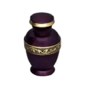 Urna de recuerdo de cremación de latón de alta calidad con banda grabada en negro dorado y acabado de Color rojo para cenizas humanas-Suministro funerario - Product Image 2