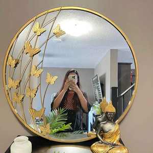 กระจกติดผนังโลหะแบบทันสมัยดีไซน์ดอกไม้ทำมือกระจกกาวคุณภาพสูงสำหรับงานแต่งงาน - Product Image 3