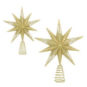 Décorations de Noël festives personnalisées par OEM ornements dernière étoile d'or de Topper d'arbre pour la décoration de Noël - Product Image 2