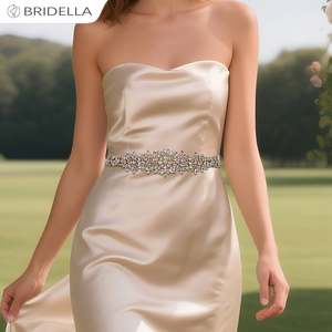 Bridella BS319G Adjustable Fit <b>Wedding</b> <b>Belt</b> Champagne with Rhinestone Detail for <b>Weddings</b> - Product Image 4