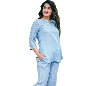 Summer Holidays Two Piece for Summer Cotton Fabric <b>Three</b> Quarter Sleeve Night Suit - Product Image 2