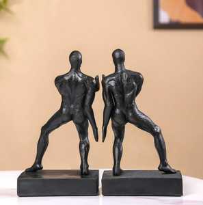 Juego de sujetalibros de hombres musculosos |   Soporte de Resina Negra para Figuras |   Sujetalibros con Forma de Fisicoculturista, Decoración Novedosa para Biblioteca del Hogar - Product Image 5