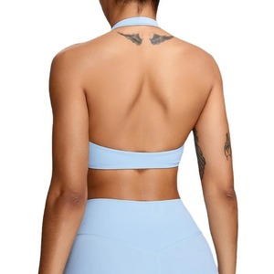 Customizable <b>Nude</b> Nylon Sports Bra Set Lightweight Gym Yoga Crop Top Breathable Workout Running Backless Design Plus Size - Product Image 2