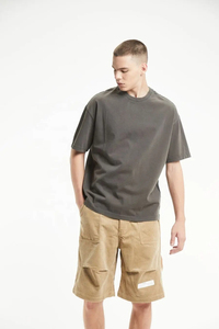 Venta al por mayor 100% algodón camiseta de los hombres de alta calidad Streetwear personalizado en blanco de gran tamaño hombro caído 220Gsm de punto de los hombres de gran tamaño - Product Image 4
