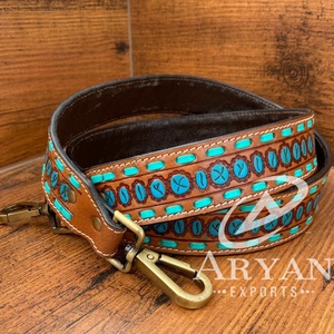 Sangle de remplacement pour appareil photo et guitare en cuir véritable avec finition en laiton antique - Product Image 1