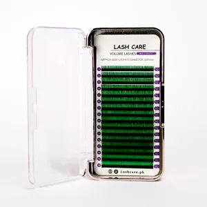 Extensions de cils volume mat vert - Fibre PBT coréenne, courbure C, 25 mm, longueurs mixtes - Product Image 1