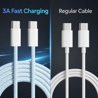 Kabel Data Pengisian Cepat PD 65W Bersertifikasi CE FCC, Kabel Universal Berbahan Paduan Seng dengan Jalinan Kain untuk Laptop dan Smartphone