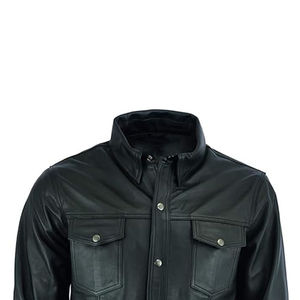 Nouveauté Chemise de chasse pour homme sur mesure 100% cuir finition manches régulières respirante coupe-vent écologique bouton en corne - Product Image 2