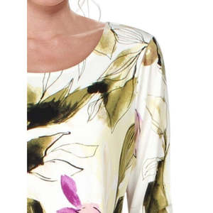 Top da Donna Alfani con Stampa Floreale e Orlo Asimmetrico, Nero, Taglia Extra Large, Stile Casual in Chiffon di Seta per Primavera/Estate - Product Image 2