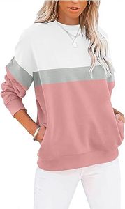 Sudadera de Manga Larga con Bloques de Color y Cuello Redondo Personalizable con Logotipo para Mujer, de Alta Calidad - Product Image 6