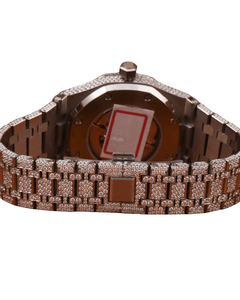 Montre-bracelet pour homme entièrement personnalisée, fabriquée à la main, entièrement sertie de diamants en or blanc, cadran en moissanite VVS, mécanique - Product Image 4