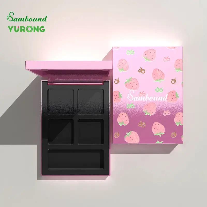 Dual-Color Eco-Friendly PET Plastic Storage Box Customizable Logo Rose Gold Plating for Blush or Eye Shadow/Contour