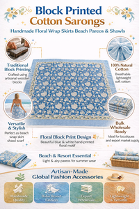 Pareos de Algodón Estampados a Mano con Diseño Floral y Letras, Pareo Envolvente de una Pieza, Bufanda, Chal, Ropa de Playa, Exportación al por Mayor, Moda - Product Image 6