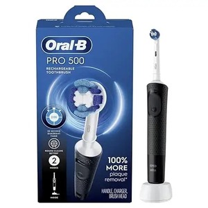 แปรงสีฟันไฟฟ้า500 Oral-B Pro สีดำชาร์จได้หัวแปรง1อันคุณสมบัติอัจฉริยะสำหรับเด็กผู้ใหญ่ขนาดกลางใช้ได้ - Product Image 3