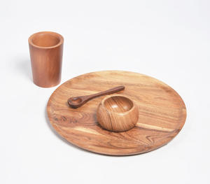 Assiette de service en bois émaillé à la main Taille personnalisée Bois d'acacia Vente directe d'usine Caractéristique jetable Fabriqué par grossiste - Product Image 6