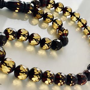 Tespih en ambre baltique fait main à facettes, couleur jaune cerise, Misbaha, chapelet en ambre baltique fait main à coupe diamant - Product Image 5