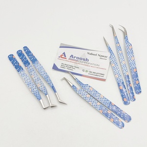 แหนบเพชรกระดาษเคลือบสเตนเลสสำหรับการต่อขนตาปลอมกระดาษเคลือบโลโก้ตามสั่ง - Product Image 5