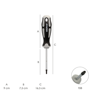 Tamper-proof <b>Torx</b> <b>screwdriver</b>, S2 steel, bi-material TPR handle. Size T08 x O/ 3.0 x 75 mm. - Product Image 2
