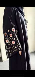 Broderie florale XXL lin noir Abaya modeste vêtements de prière pour l'Aïd Ramadan mode traditionnelle musulmane Design floral - Product Image 4