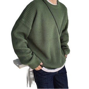 Pull en maille délavé à l'acide personnalisé OEM pour homme, surdimensionné, teinture par pulvérisation, logo sur le devant, automne - Product Image 1