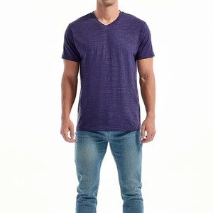 เสื้อยืดลำลองคอวีแขนสั้นสำหรับผู้ชายเสื้อยืดใส่ได้ทั้งชายและหญิงเสื้อยืดแบบเรียบง่ายสีทึบออกแบบได้ตามที่ต้องการ - Product Image 3