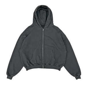 Sweat à capuche unisexe personnalisé, style vintage, délavé, doublé polaire, épais et lourd, 100% coton, coupe ample, hiver, teint uni, anti-boulochage, qualité supérieure - Product Image 3