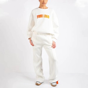 Chándal largo de invierno de lana para mujer, conjunto de Sudadera con capucha y pantalones de gran tamaño, ropa de calle de algodón cálida, traje de salón suave y cómodo ecológico - Product Image 1