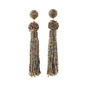 Pendientes de aro de cuentas de semillas de declaración colores y patrones personalizados disponibles Pendientes de gota de cuentas de moda para mujeres y niñas - Product Image 6